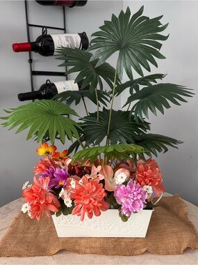 Handcrafted Artificial Tropical Floral Centerpiece  - Home Accents